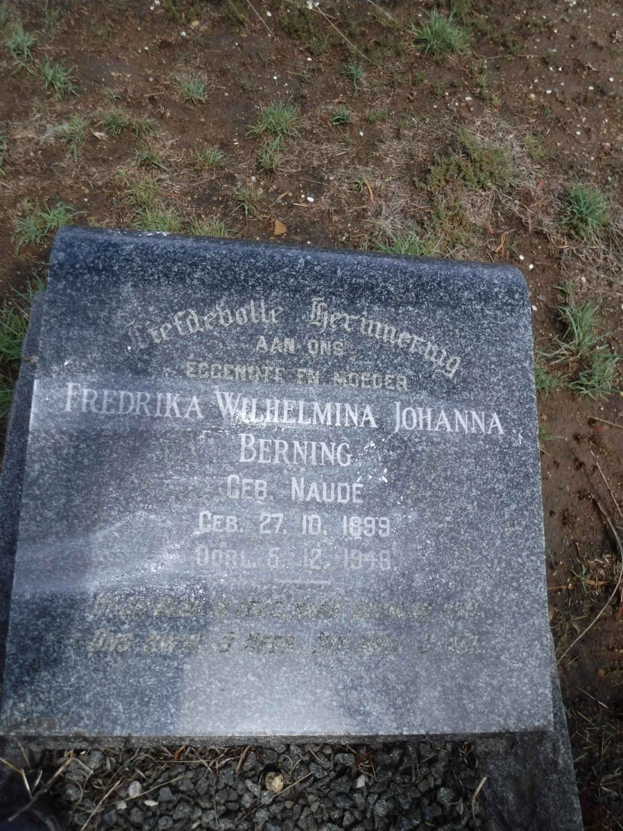 BERNING Fredrika Wilhelmina Johanna nee NAUDE 1899-1948