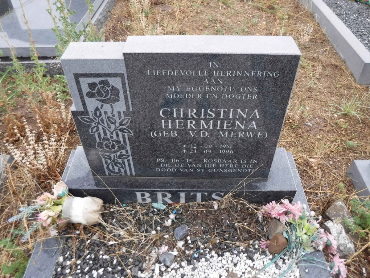 BRITS Christina Hermiena nee V.D. MERWE 1951-1996