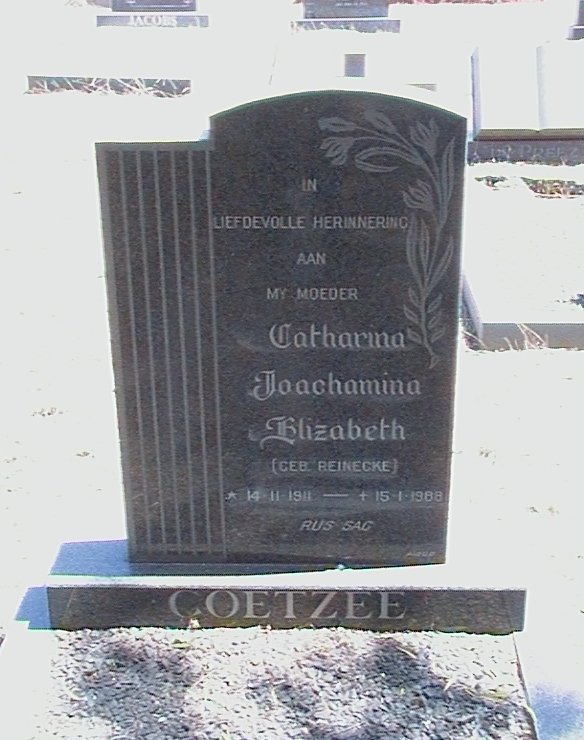 COETZEE Catharina Joachamina Elizabeth nee REINECKE 1911-1988