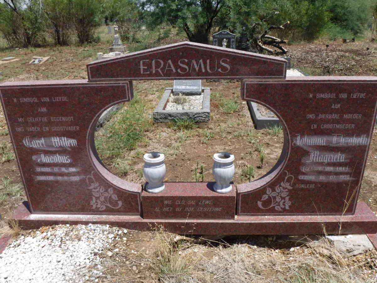 ERASMUS Carel Willem Jacobus 1911-1993 &amp; Johanna Elizabeth Magrieta VAN LILL 1930-