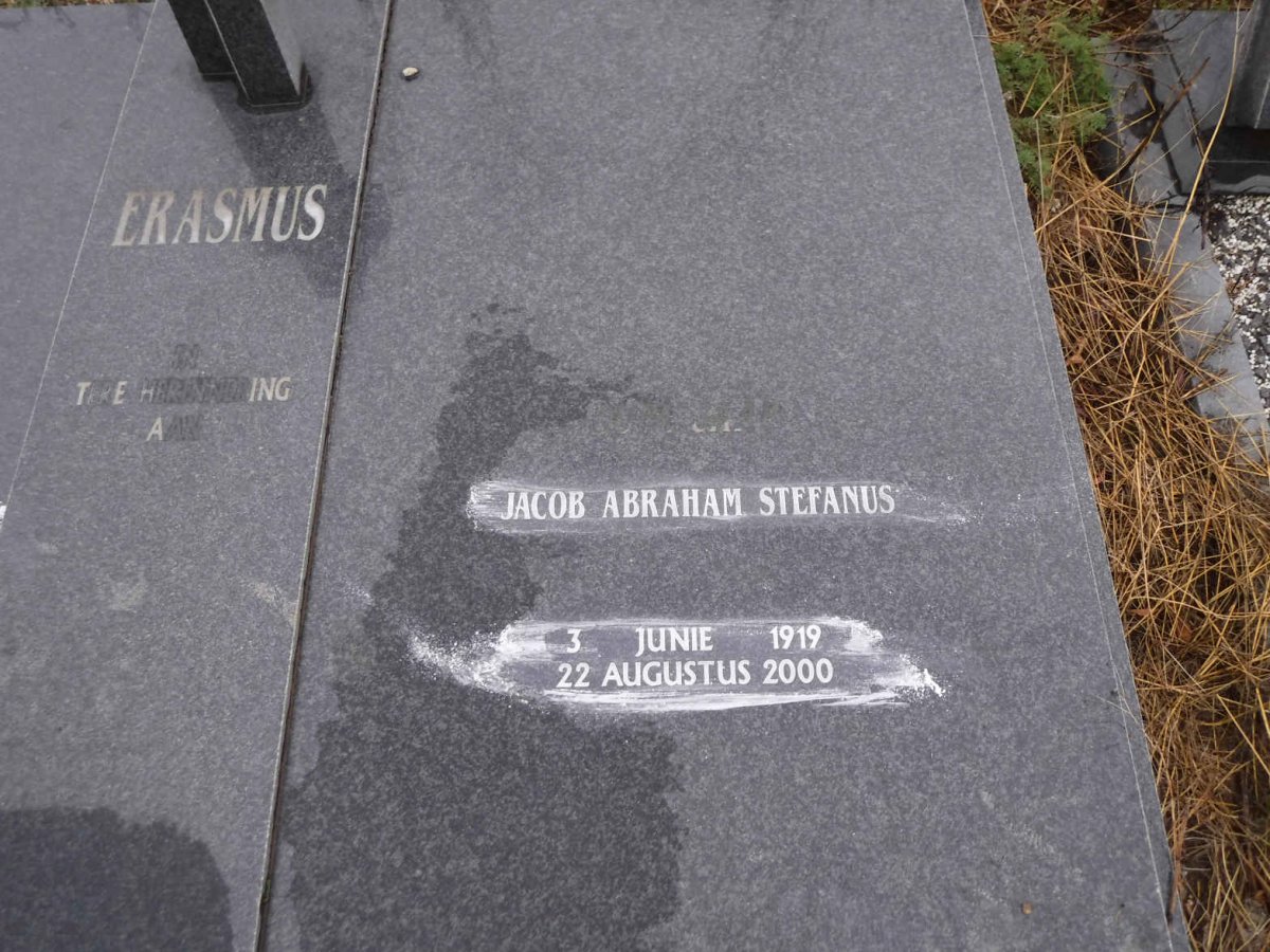 ERASMUS Jacob Abraham Stefanus 1919-2000 &amp; Wilhelmina Johanna Sophia LAZENBY 1927-1995 