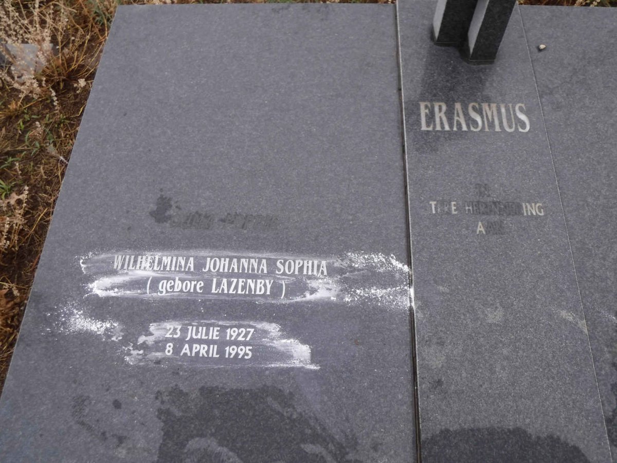 ERASMUS Jacob Abraham Stefanus 1919-2000 &amp; Wilhelmina Johanna Sophia LAZENBY 1927-1995 