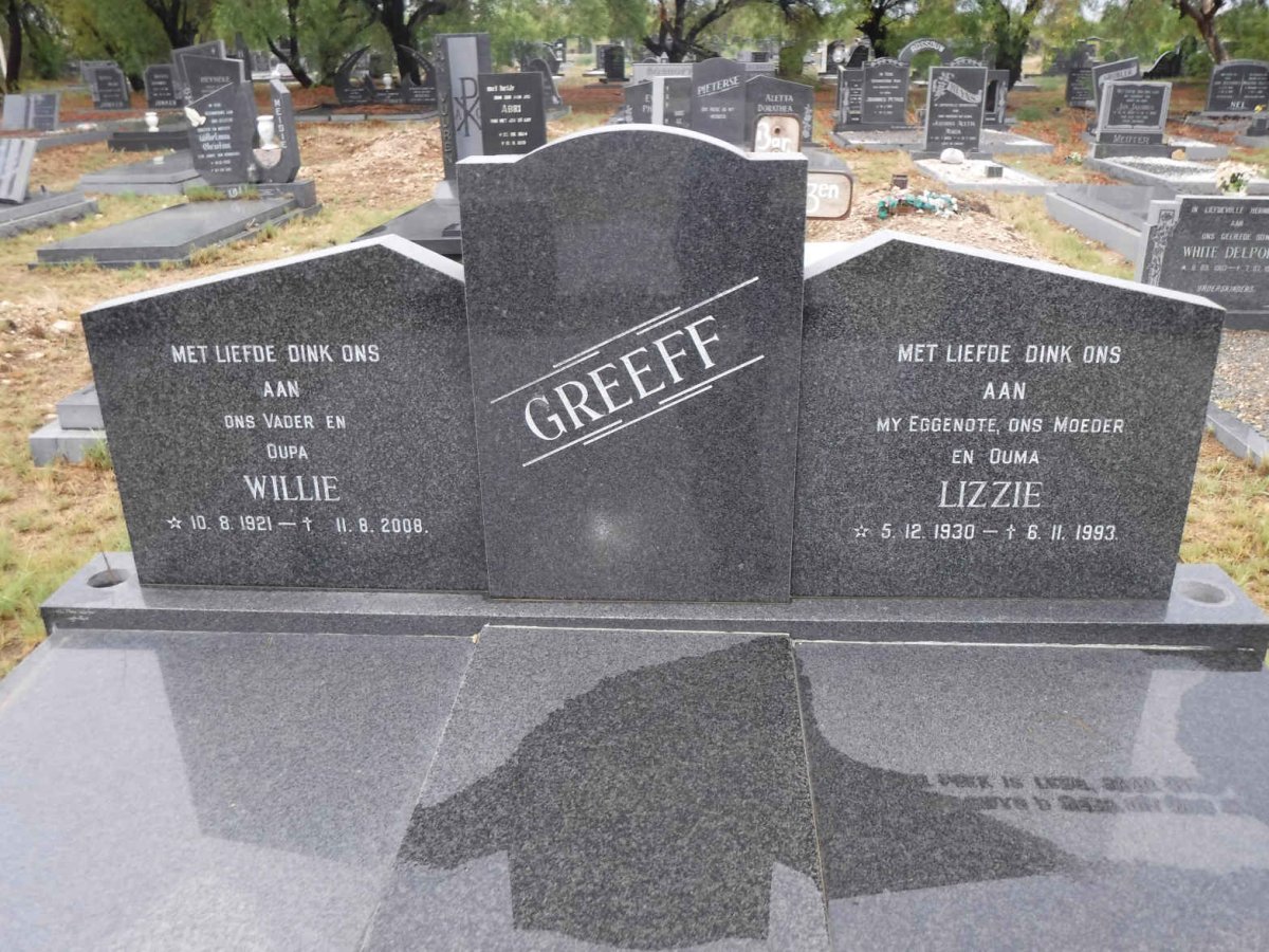 GREEFF Willie 1921-2008 &amp; Lizzie 1930-1993