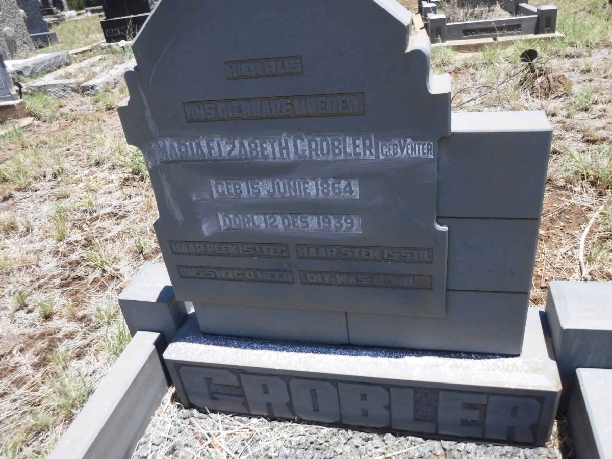 GROBLER Maria Elizabeth nee VENTER 1864-1939