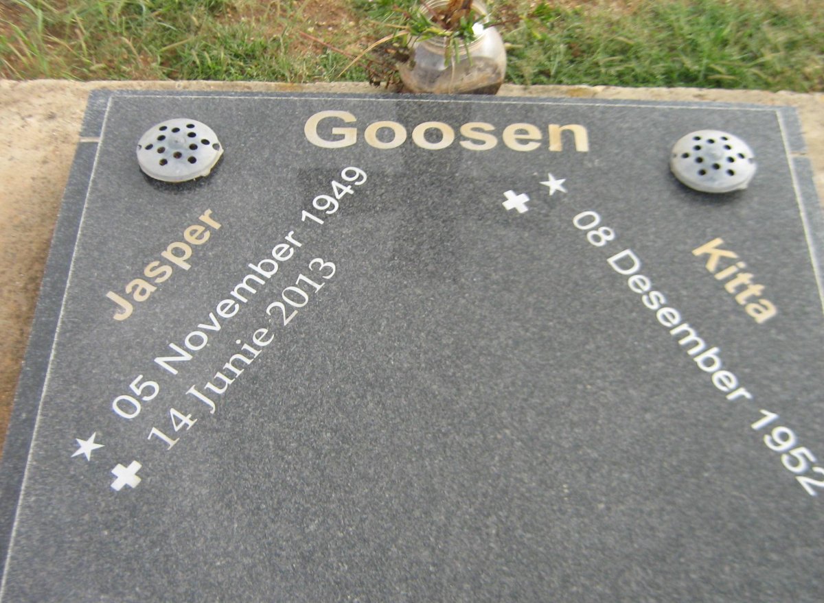 GOOSEN Jasper 1949-2013 &amp; Kitta 1952-