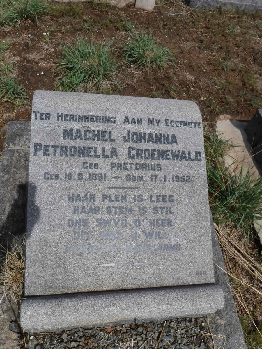 GROENEWALD Machel Johanna Petronella nee PRETORIUS 1891-1952
