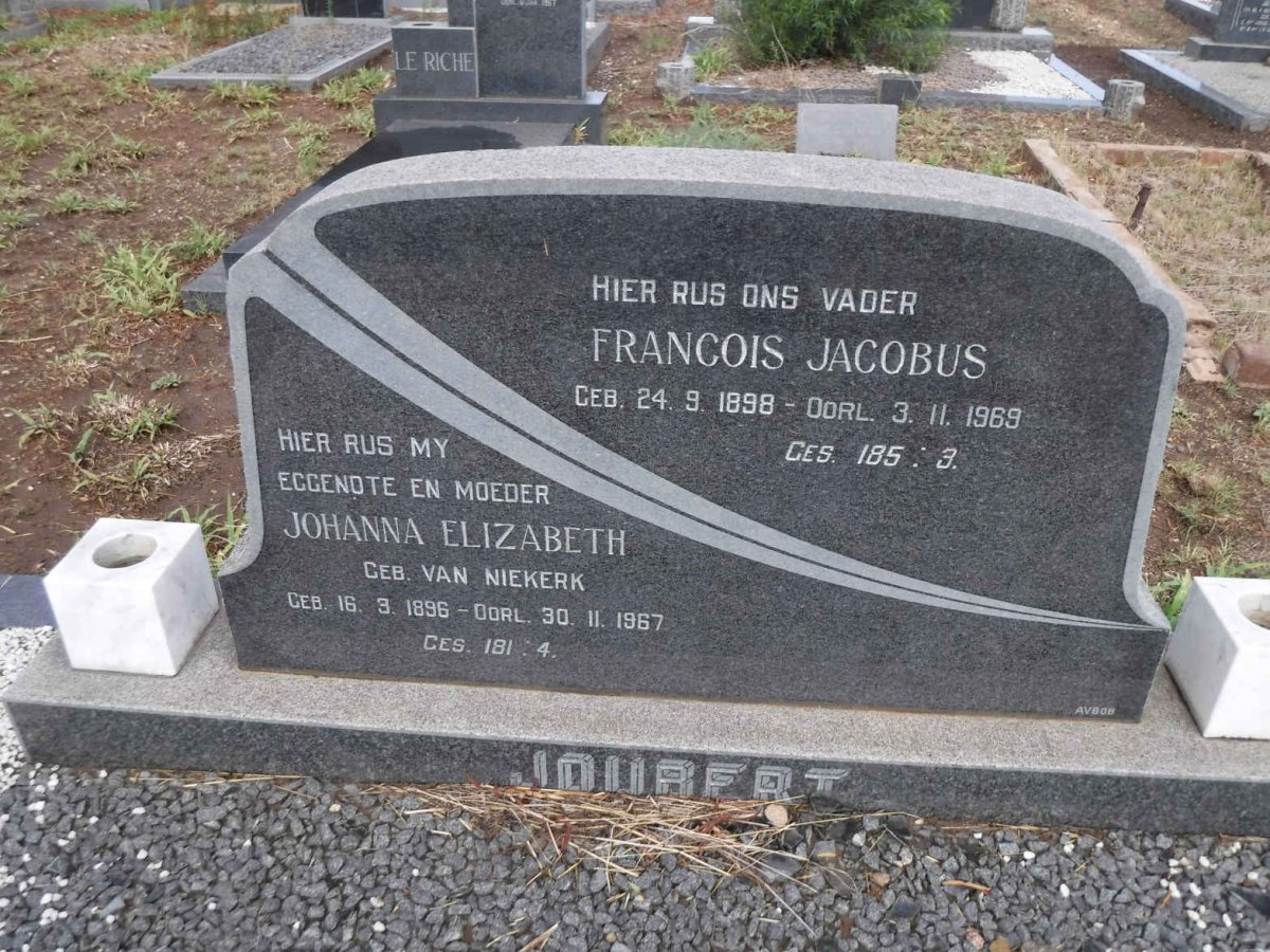 JOUBERT Francois Jacobus 1898-1969 &amp; Johanna Elizabeth VAN NIEKERK 1896-1967
