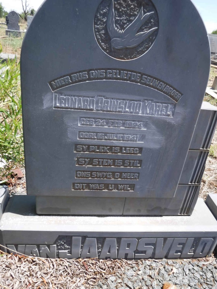 JAARSVELD Leonard Prinsloo Karel, van 1924-1941