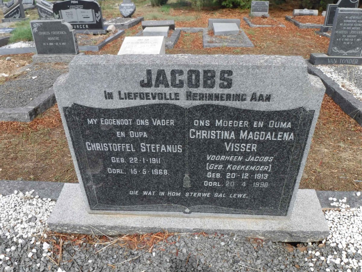 JACOBS Christoffel Stefanus 1911-1968 &amp; Christina Magdalena VISSER voorheen JACOBS nee KOEKEMOER 1913-1990