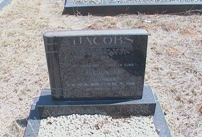 JACOBS Ella D. nee OOSTHUIZEN 1930-198?