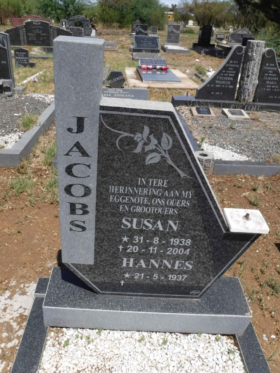 JACOBS Hannes 1937- &amp;  Susan 1938-2004