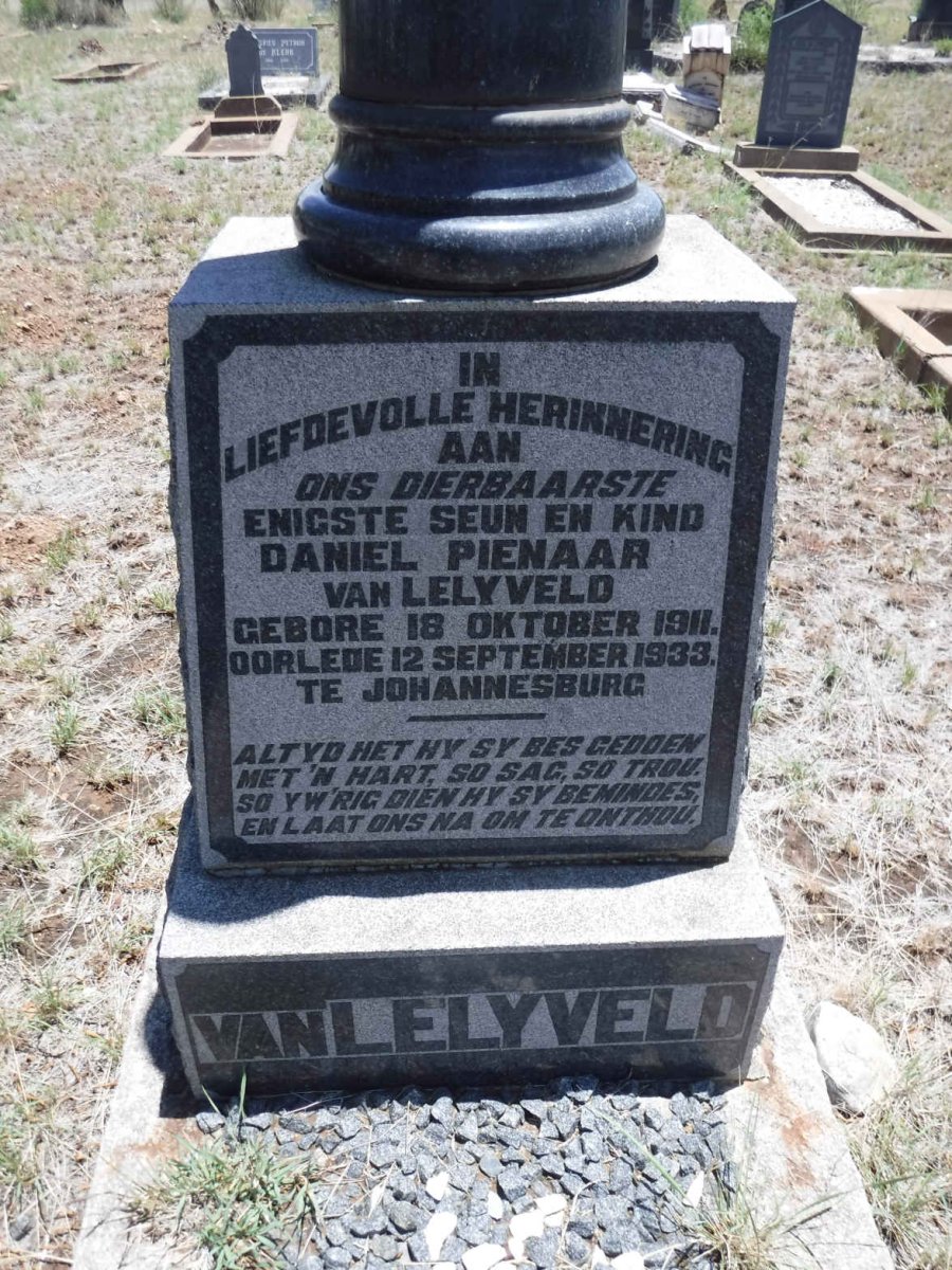 LELYVELD Daniel Pienaar, van 1911-1933