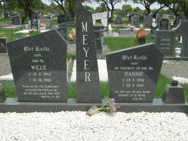 MEYER Willie 1940-1996 &amp; Hannie 1948-1994