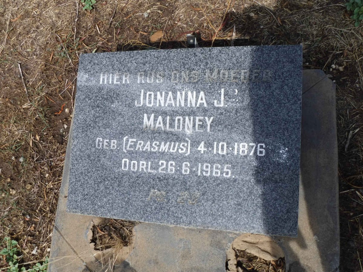 MALONEY Johanna J. nee ERASMUS 1876-1965