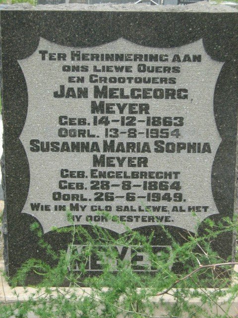 MEYER Jan Melgeorg 1863-1954 &amp; Susanna Maria Sophia ENGELBRECHT 1864-1949