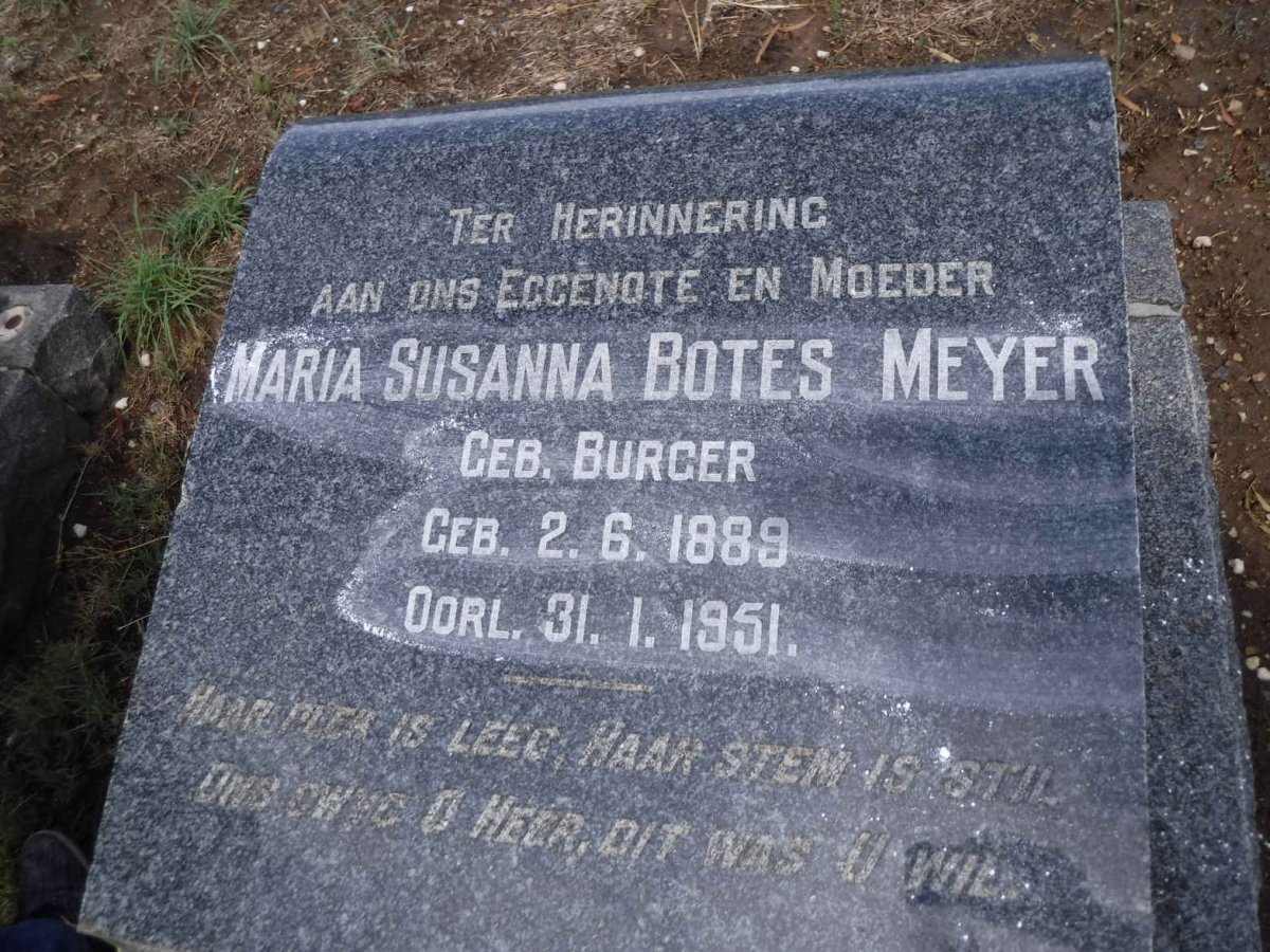 MEYER Maria Susanna Botes nee BURGER 1889-1951