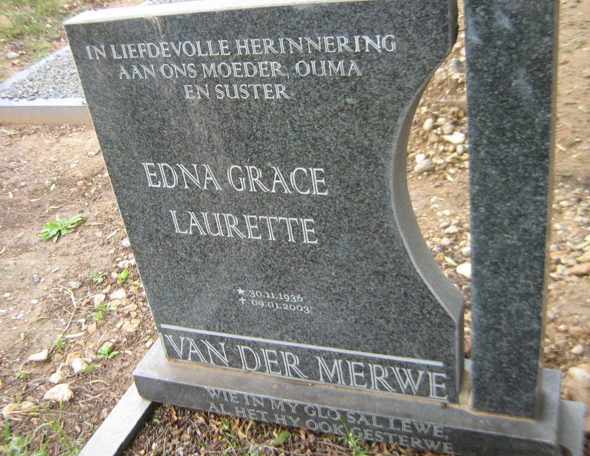 MERWE Edna Grace Laurette, van der 1936-2003