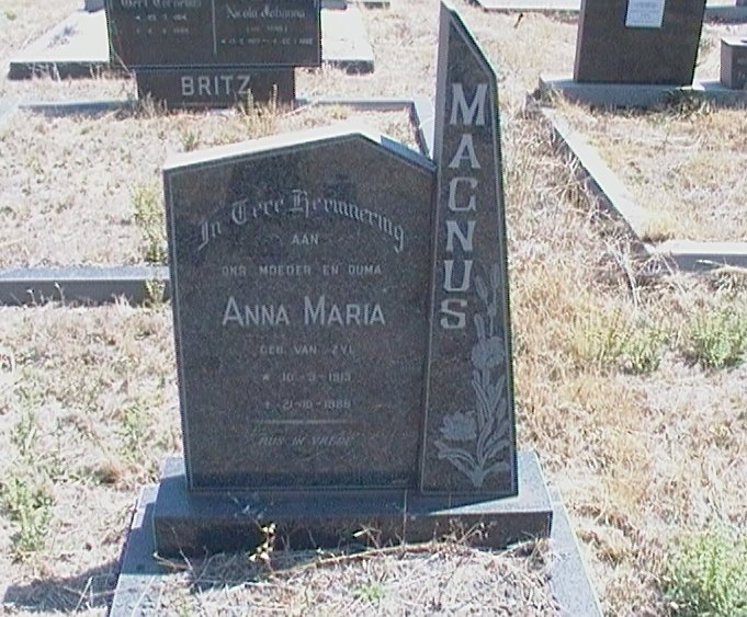 MAGNUS Anna Maria nee VAN ZYL