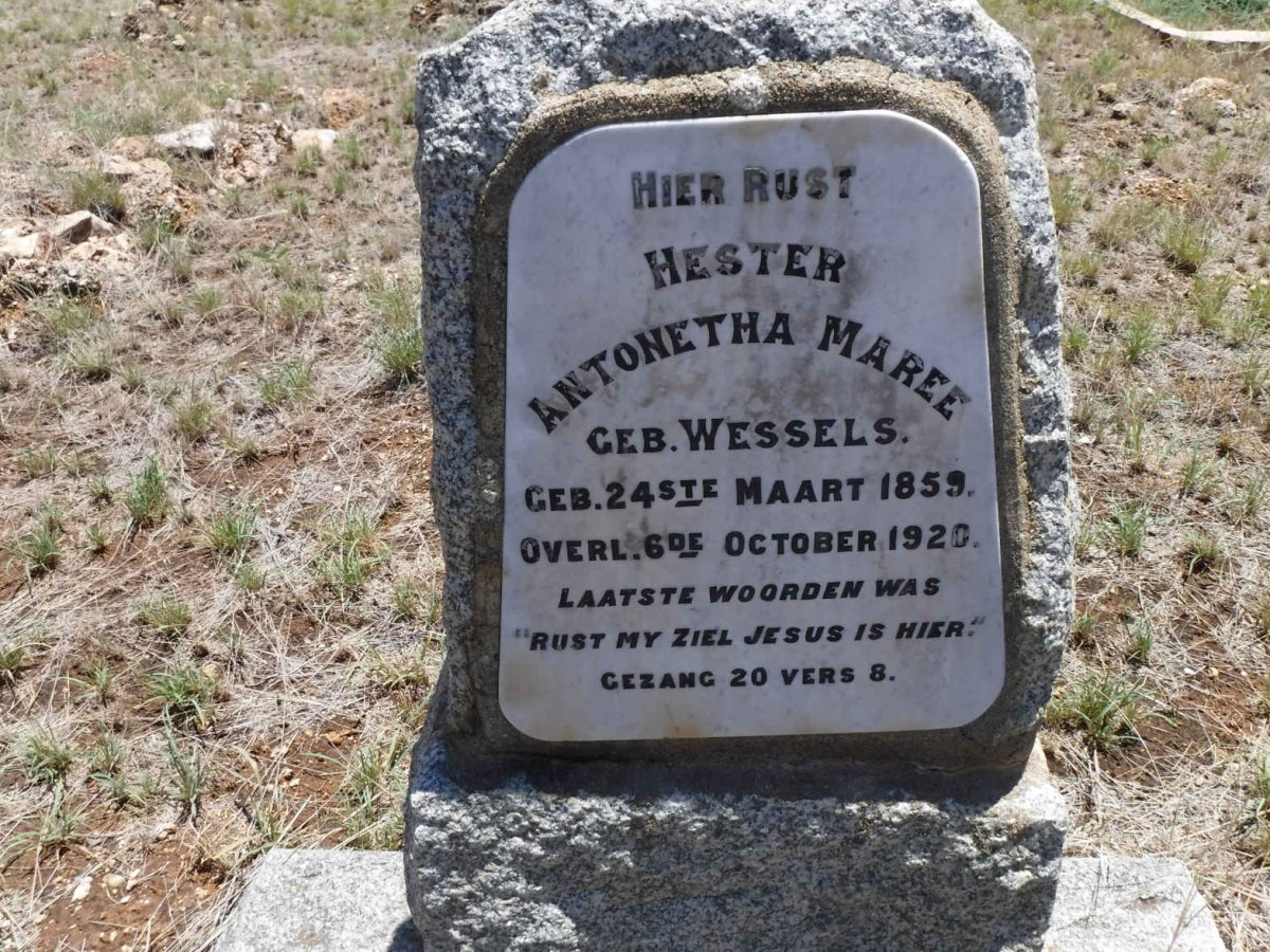 MAREE Hester Antonetha nee WESSELS 1859-1920
