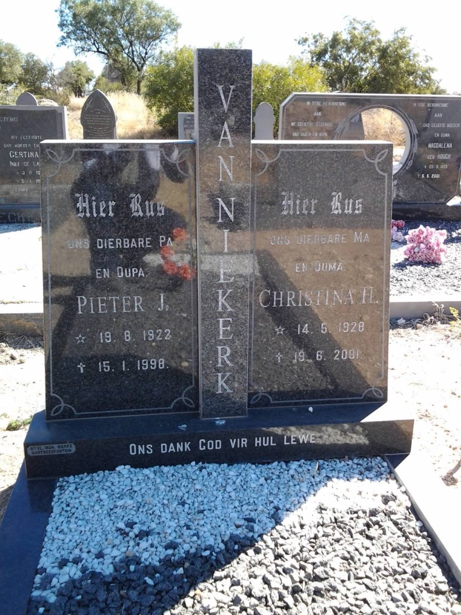 NIEKERK Pieter J., van 1922-1998 &amp; Christina H. 1928-2001