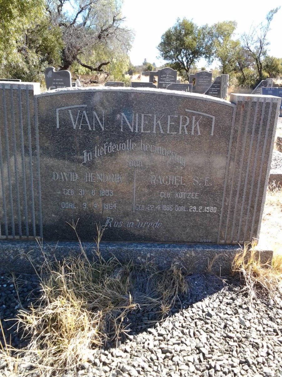NIEKERK David Hendrik, van 1883-1964 &amp; Rachel S.E. KOTZEE 1886-1980