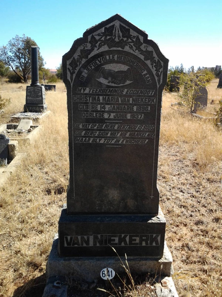 NIEKERK Christina Maria, van 1896-1937