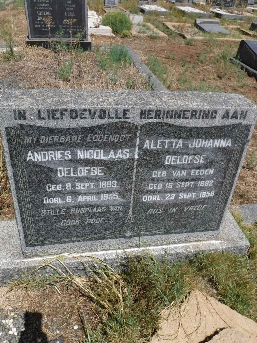 OELOFSE Andries Nicolaas 1883-1955 &amp; Aletta Johanna VAN EEDEN 1892-1956