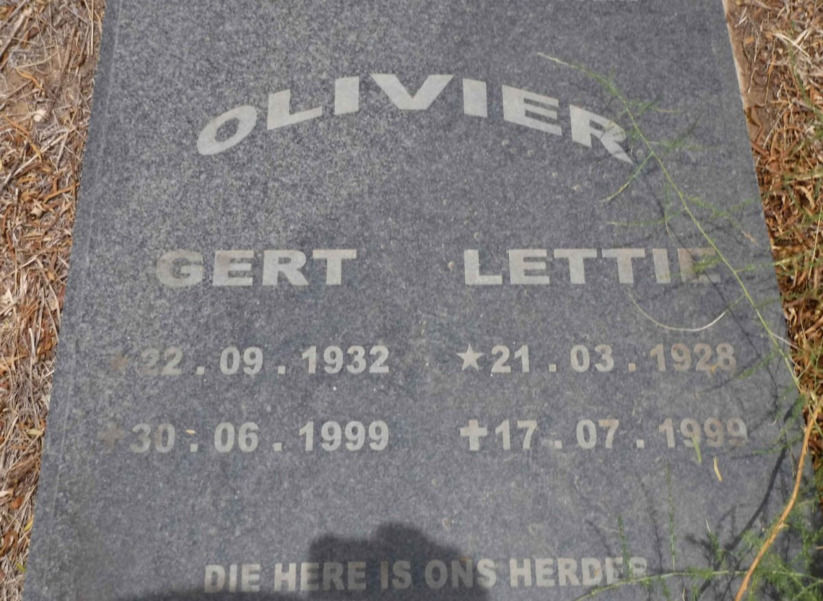 OLIVIER Gert 1932-1999 &amp; Lettie 1928-1999