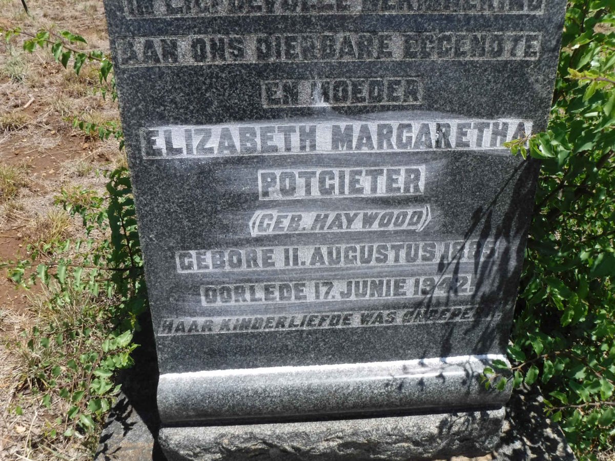 POTGIETER Elizabeth Margaretha nee HAYWOOD 1885-1942
