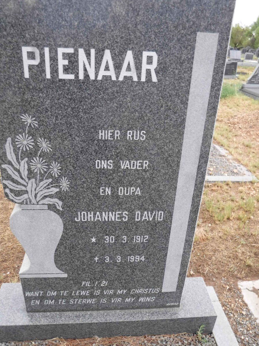 PIENAAR Johannes David 1912-1994