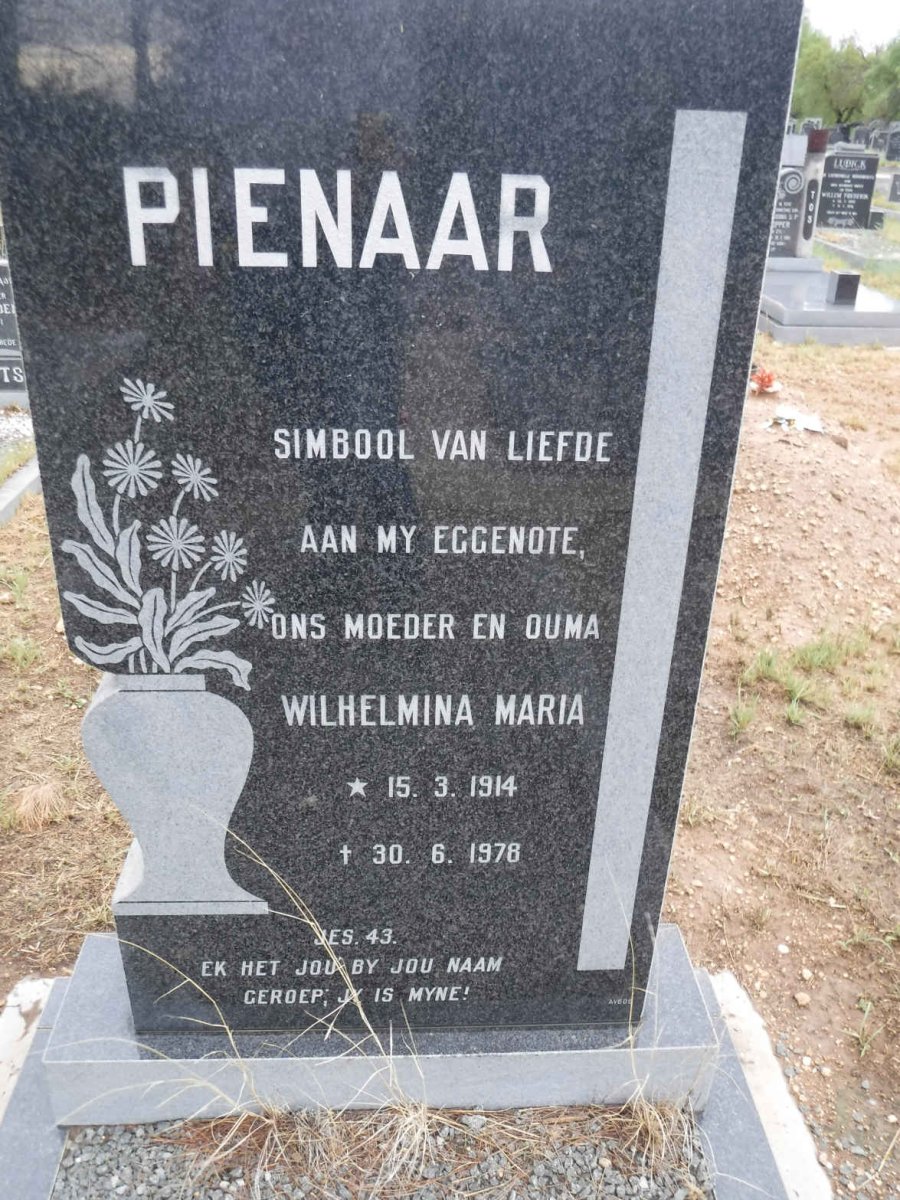 PIENAAR Wilhelmina Maria 1914-1978