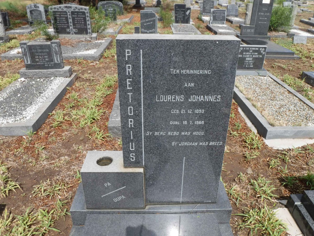 PRETORIUS Lourens Johannes 1893-1968