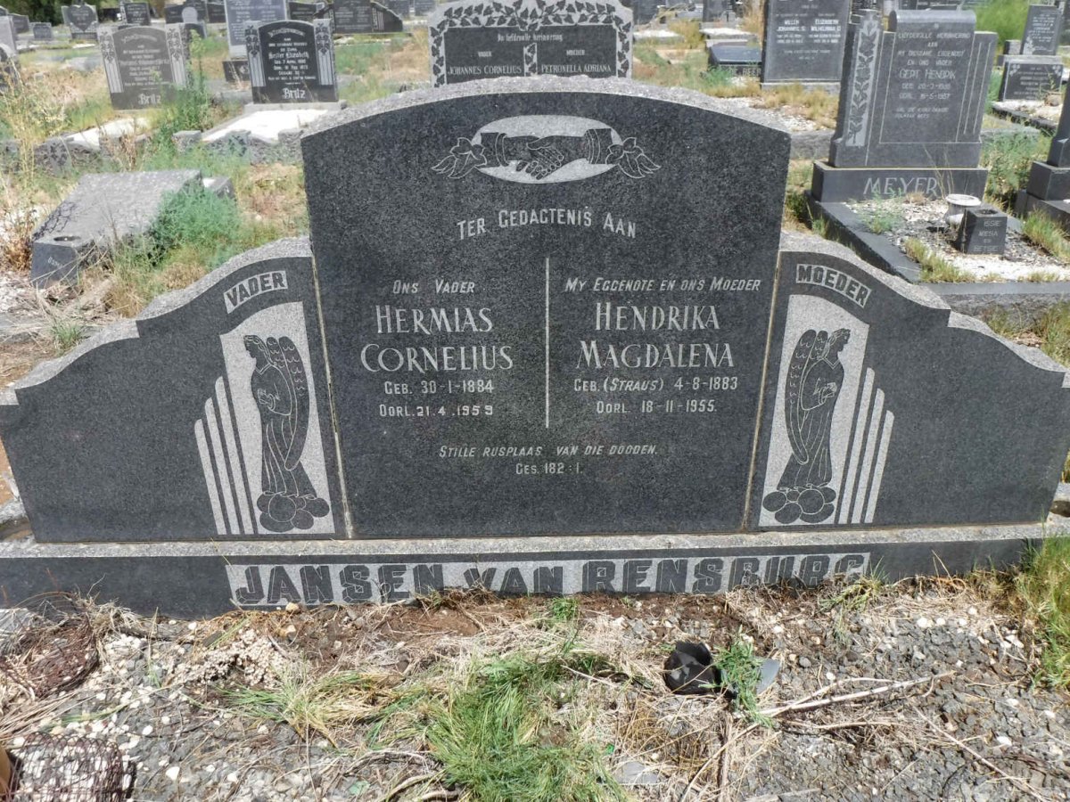 RENSBURG Hermias Cornelius, Jansen van 1884-1959 &amp; Hendrika Magdalena STRAUS 1883-1955