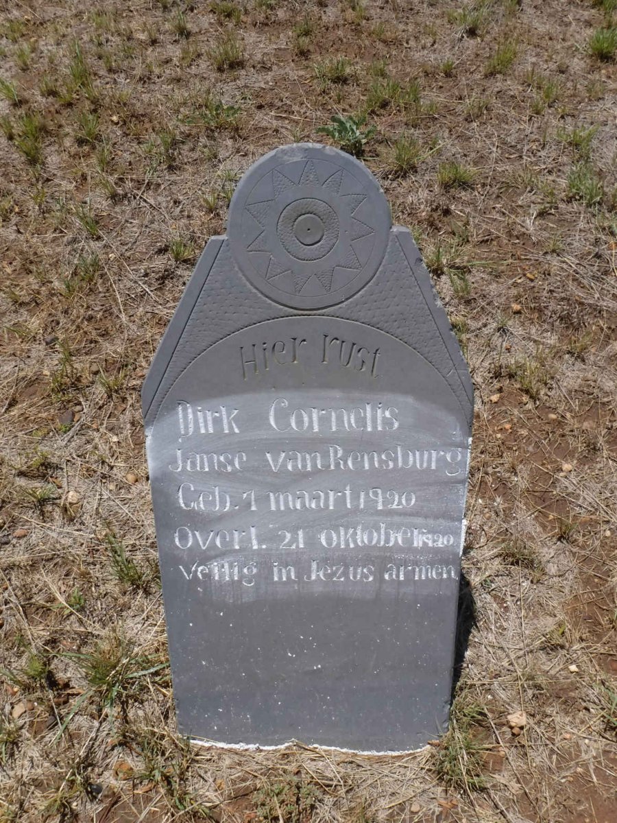 RENSBURG Dirk Cornelis, Janse van 1920-1920