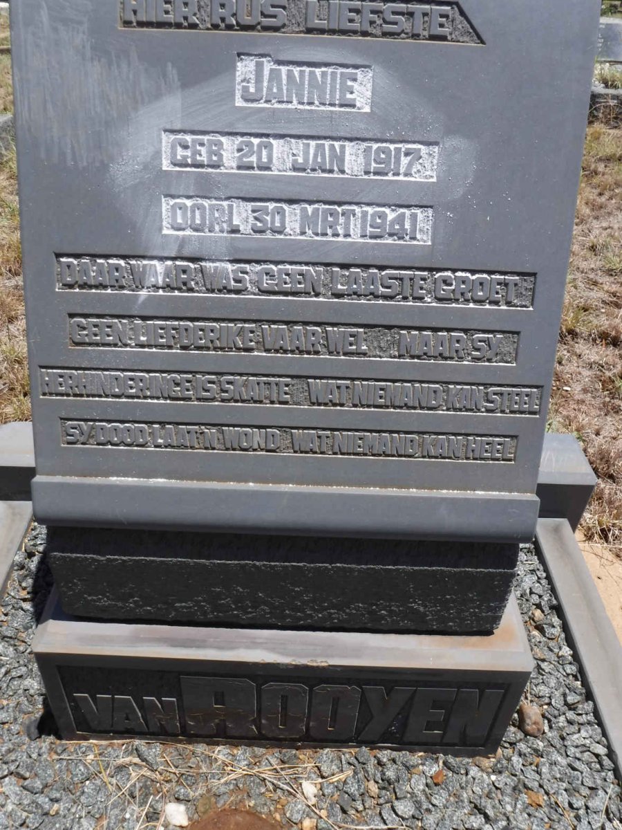 ROOYEN Jannie, van 1917-1941