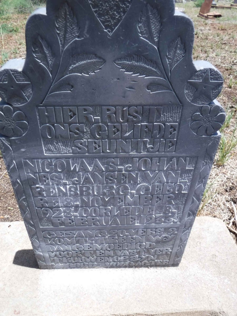 RENSBURG Nicolaas Johannes, Jansen van 1928-1933