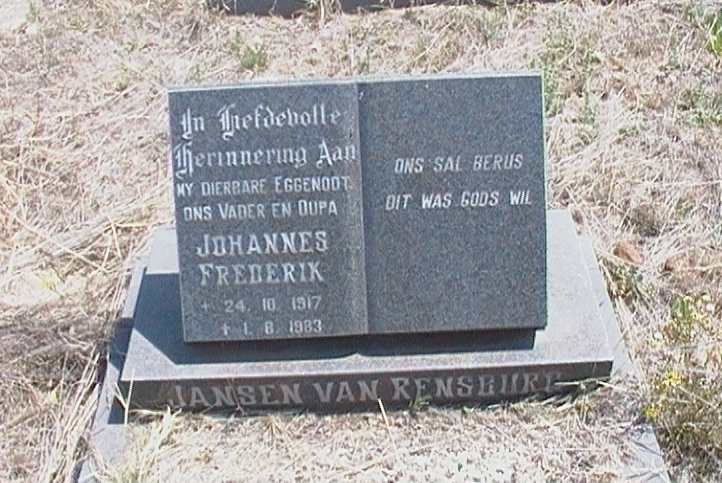 RENSBURG Johannes Frederik, Jansen van 1917-1983
