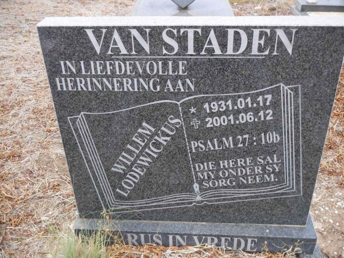 STADEN Willem Lodewickus, van 1931-2001