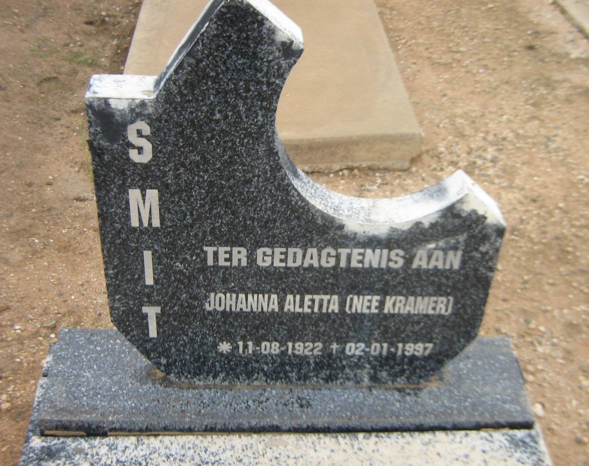 SMIT Johanna Aletta nee KRAMER 1922-1997