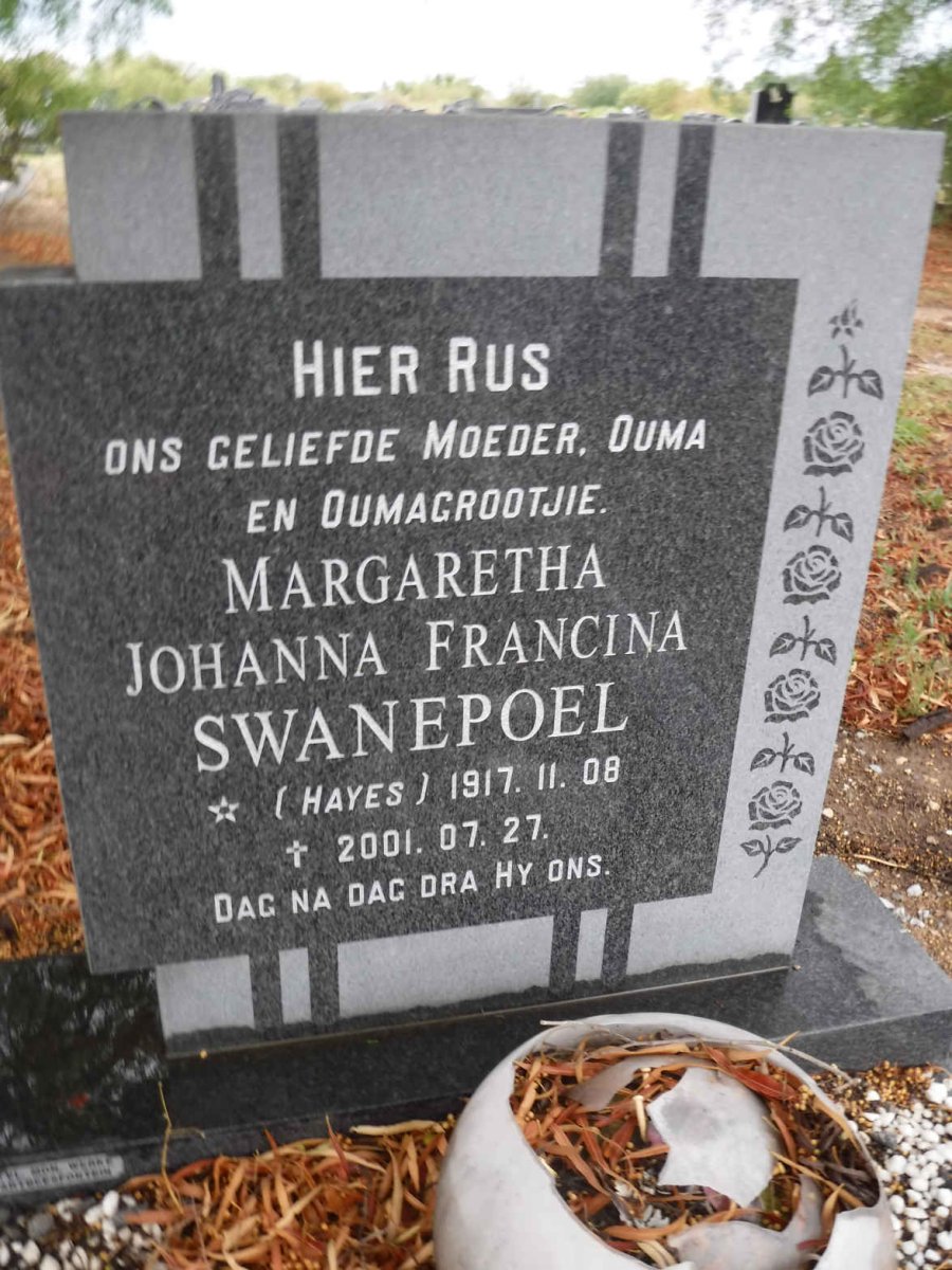 SWANEPOEL Margaretha Johanna Francina nee HAYES 1917-2001