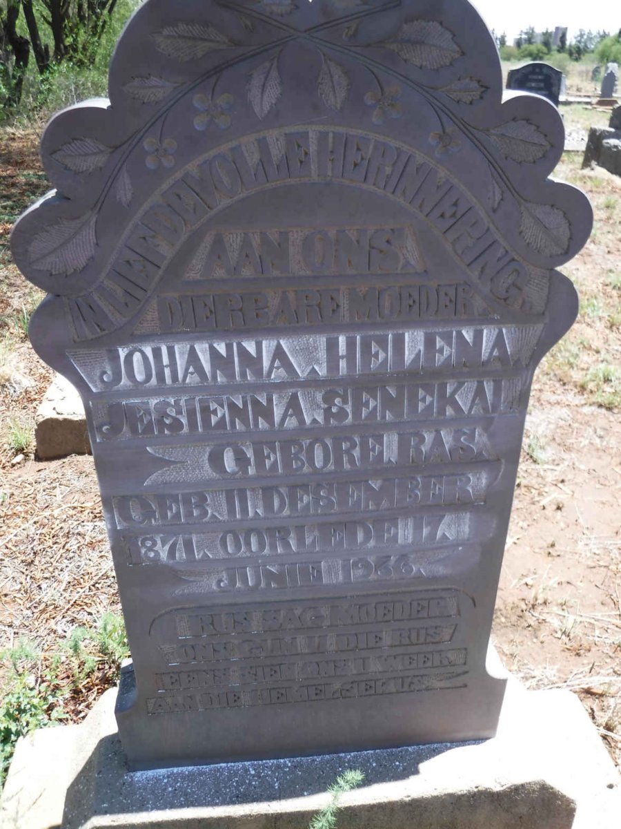 SENEKAL Johanna Helena Jesienna nee RAS 1871-1936