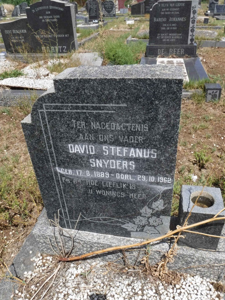 SNYDERS David Stefanus 1889-1962