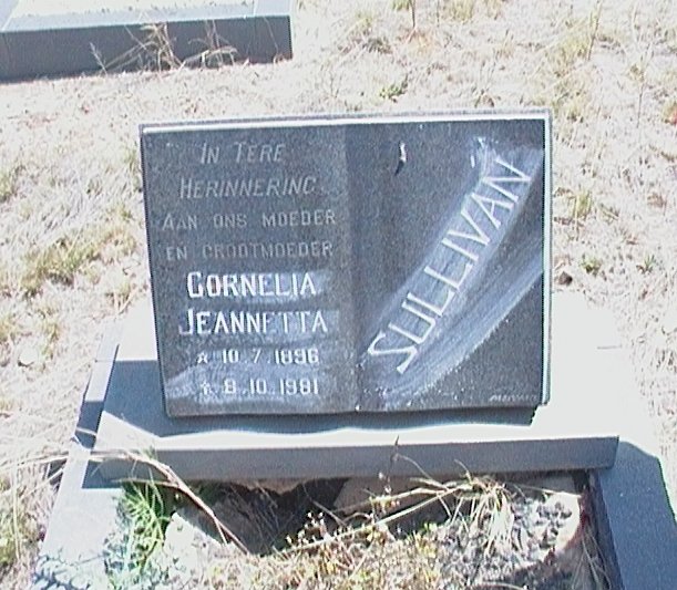 SULLIVAN Cornelia Jeannetta 1896-1981