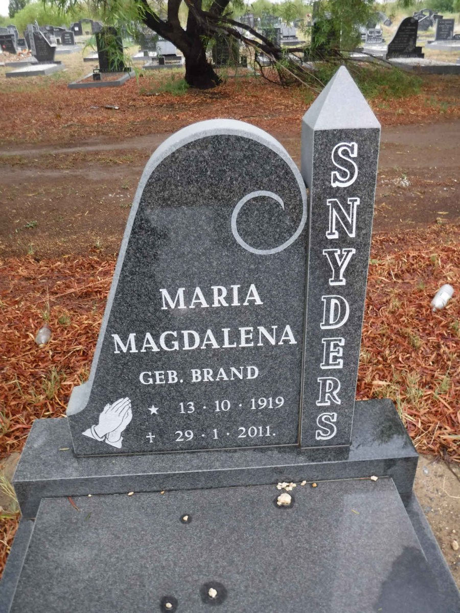 SNYDERS Maria Magdalena nee BRAND 1919-2011