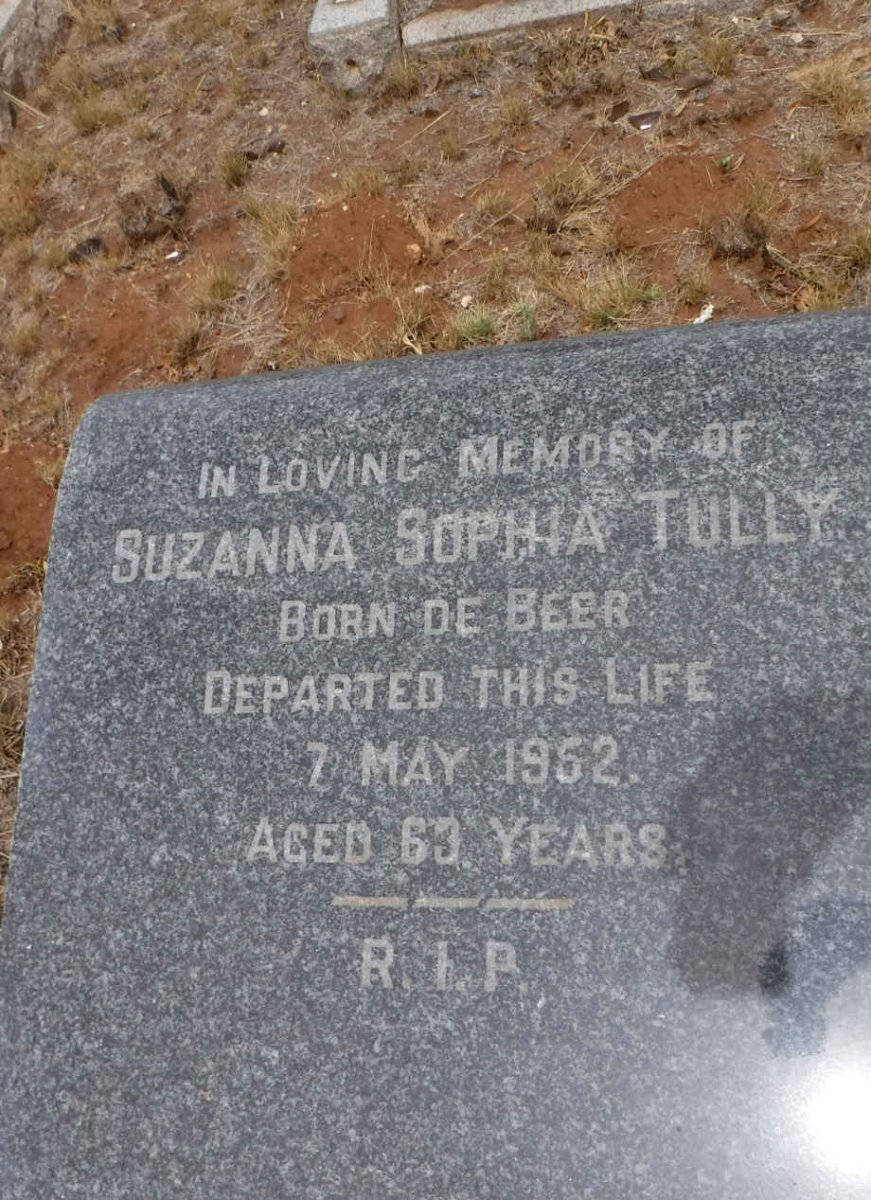TULLY Suzanna Sophia nee DE BEER -1962