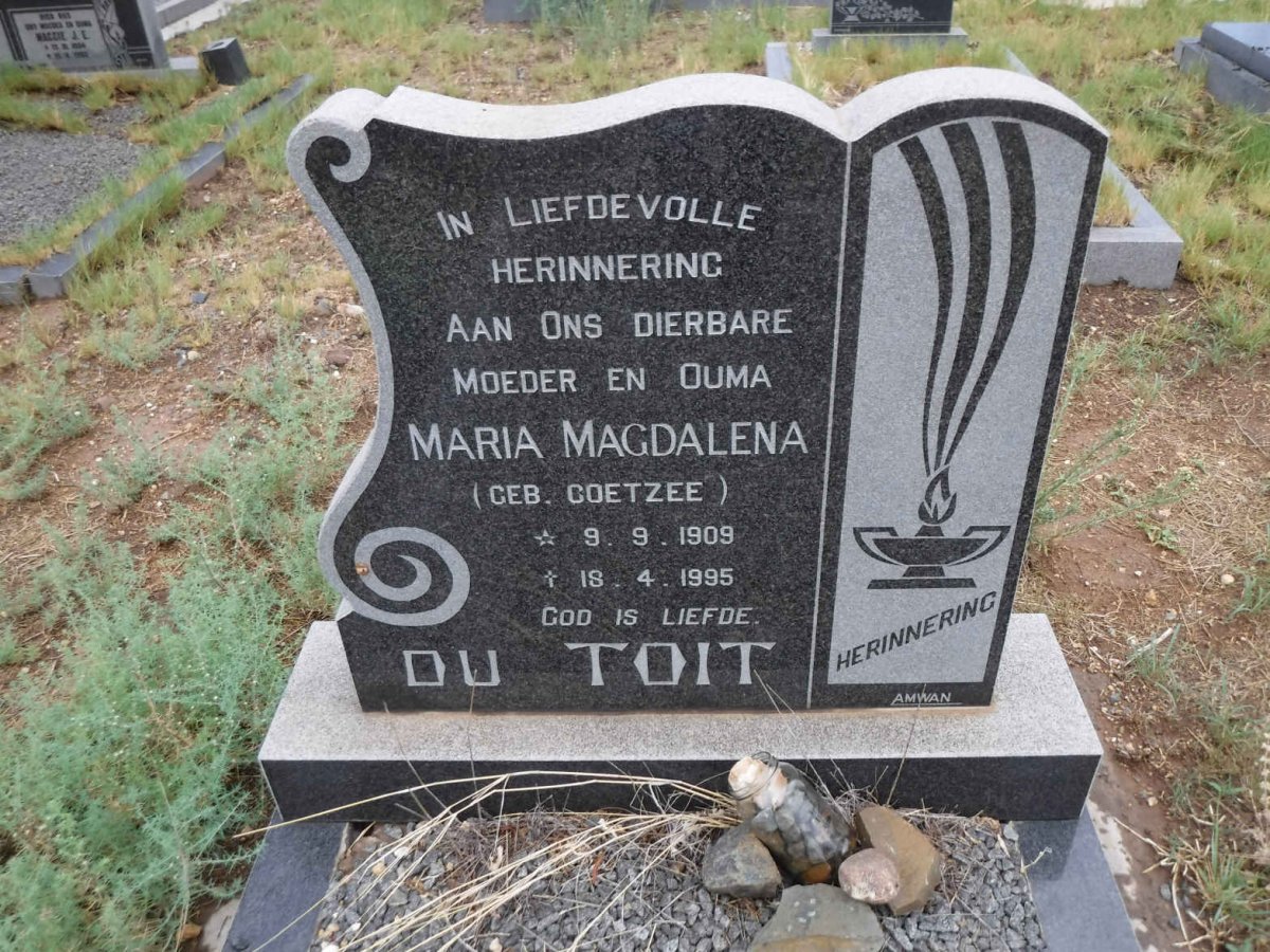 TOIT Maria Magdalena, du nee COETZEE 1909-1995
