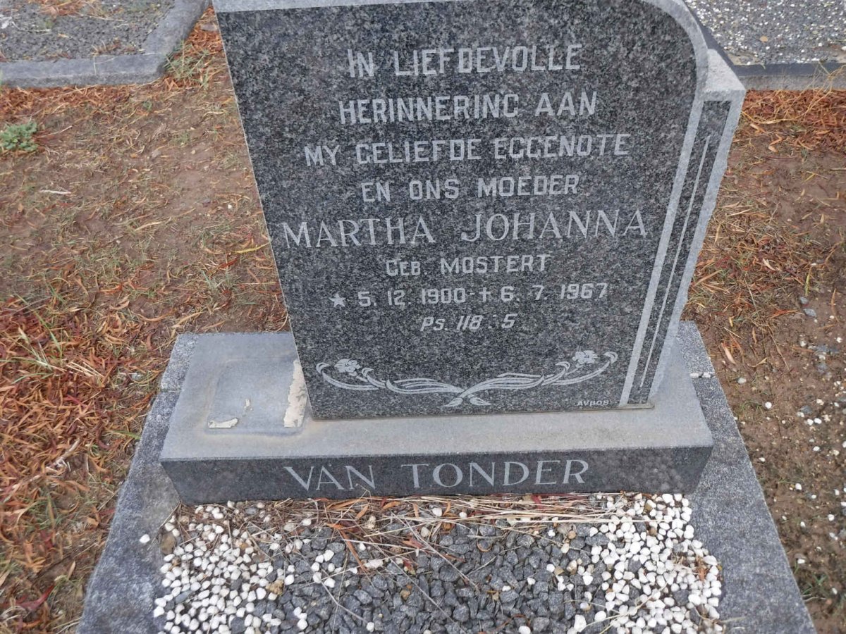 TONDER Martha Johanna, van nee MOSTERT 1900-1967