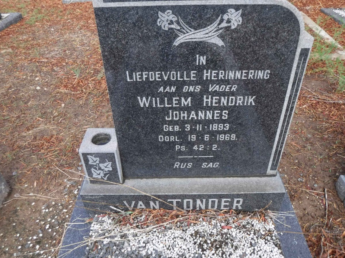 TONDER Willem Hendrik Johannes, van 1893-1969