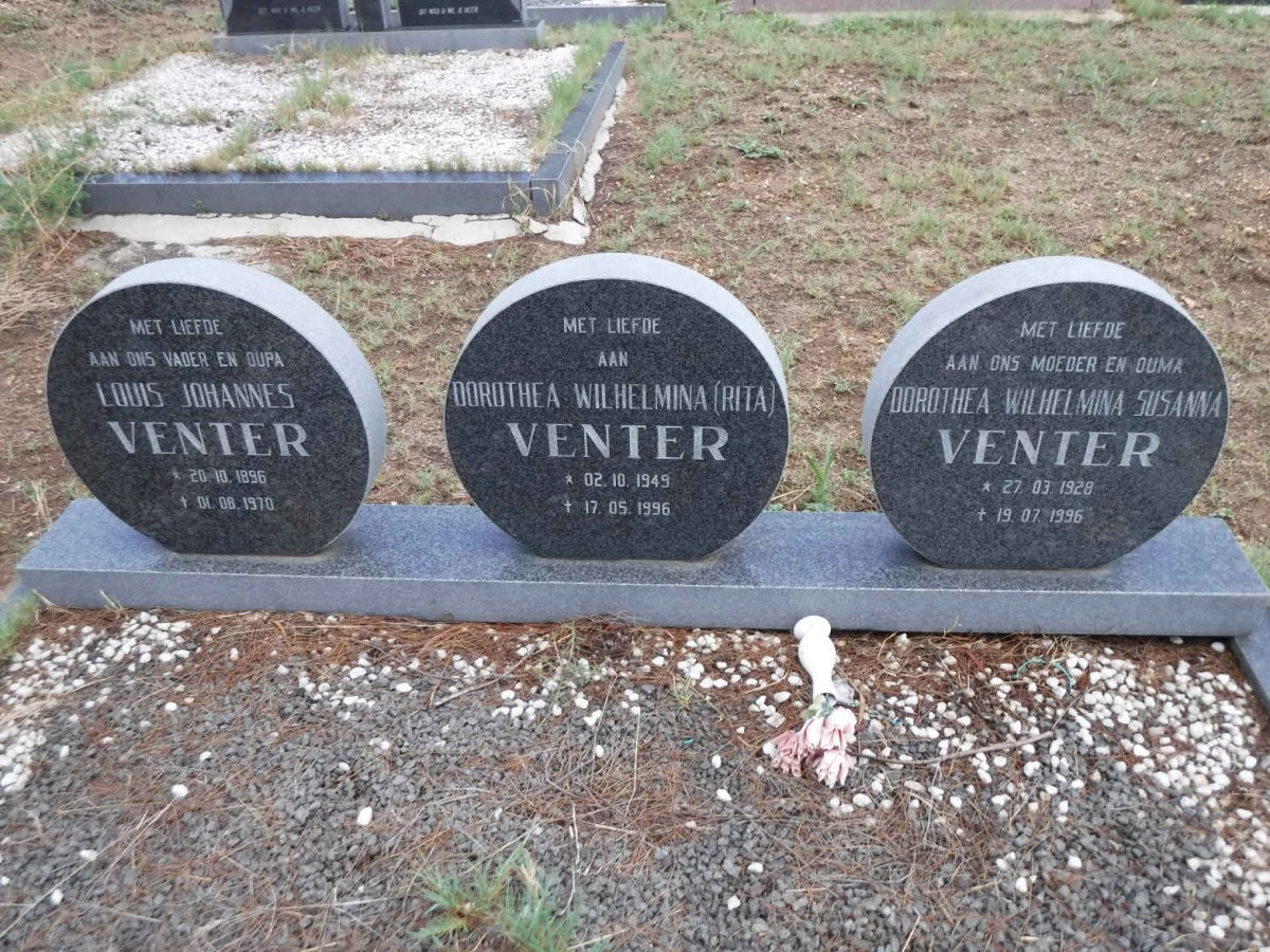 VENTER Louis Johannes 1896-1970 :: VENTER Dorothea Wilhelmina 1949-1996 :: VENTER Dorothea Wilhelmina Susanna 1928-1996