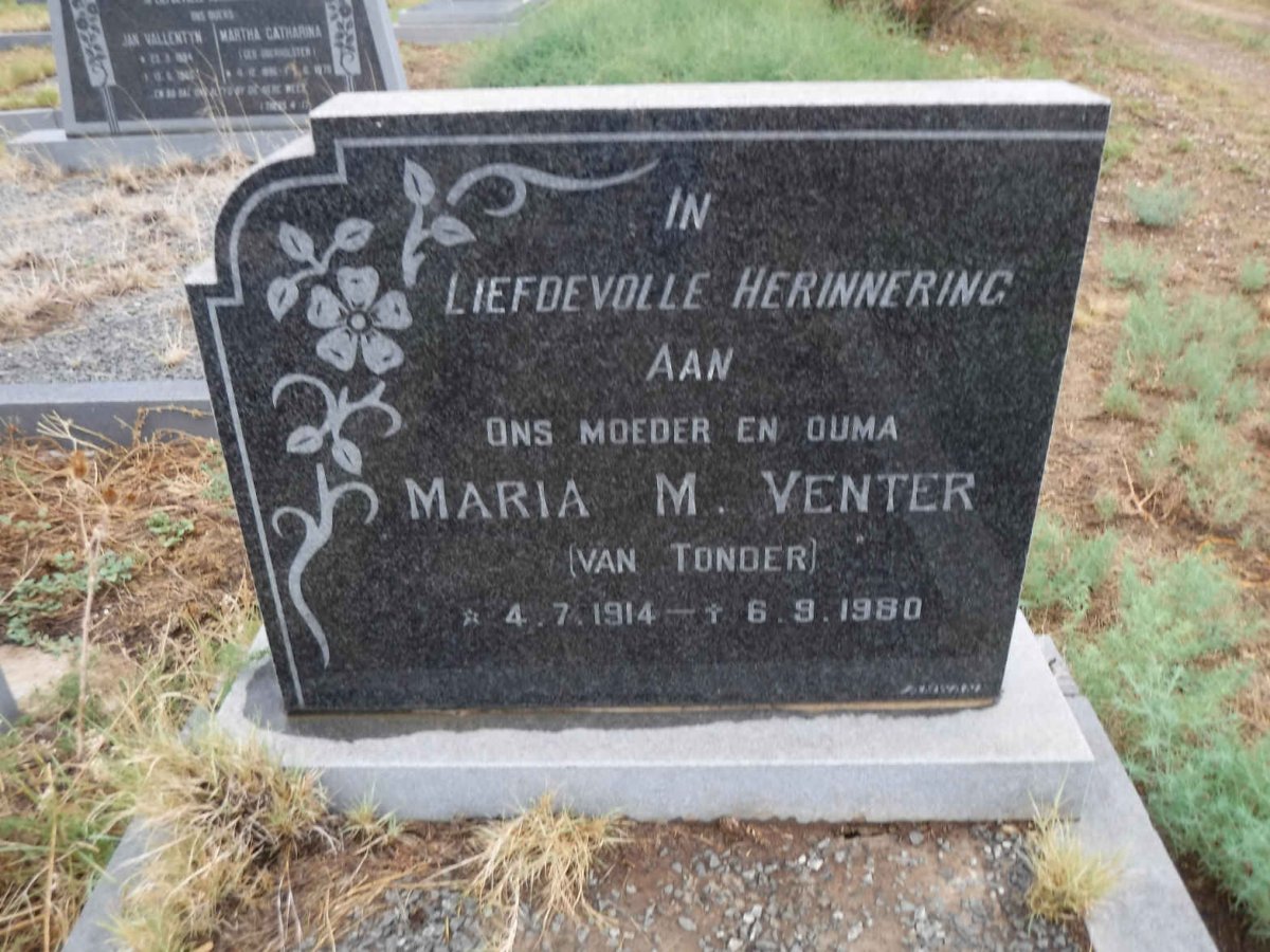 VENTER Maria M. nee VAN TONDER 1914-1980